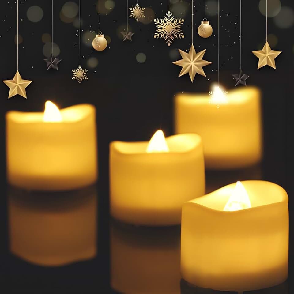 12 Stück LED Teelichter mit Timer, LED Kerzen mit Timerfunktion, Automatisches Aus, Flackernde Flamme Elektrische LED Kerze für Hochzeits, Parteien Deko (Warmweiß)