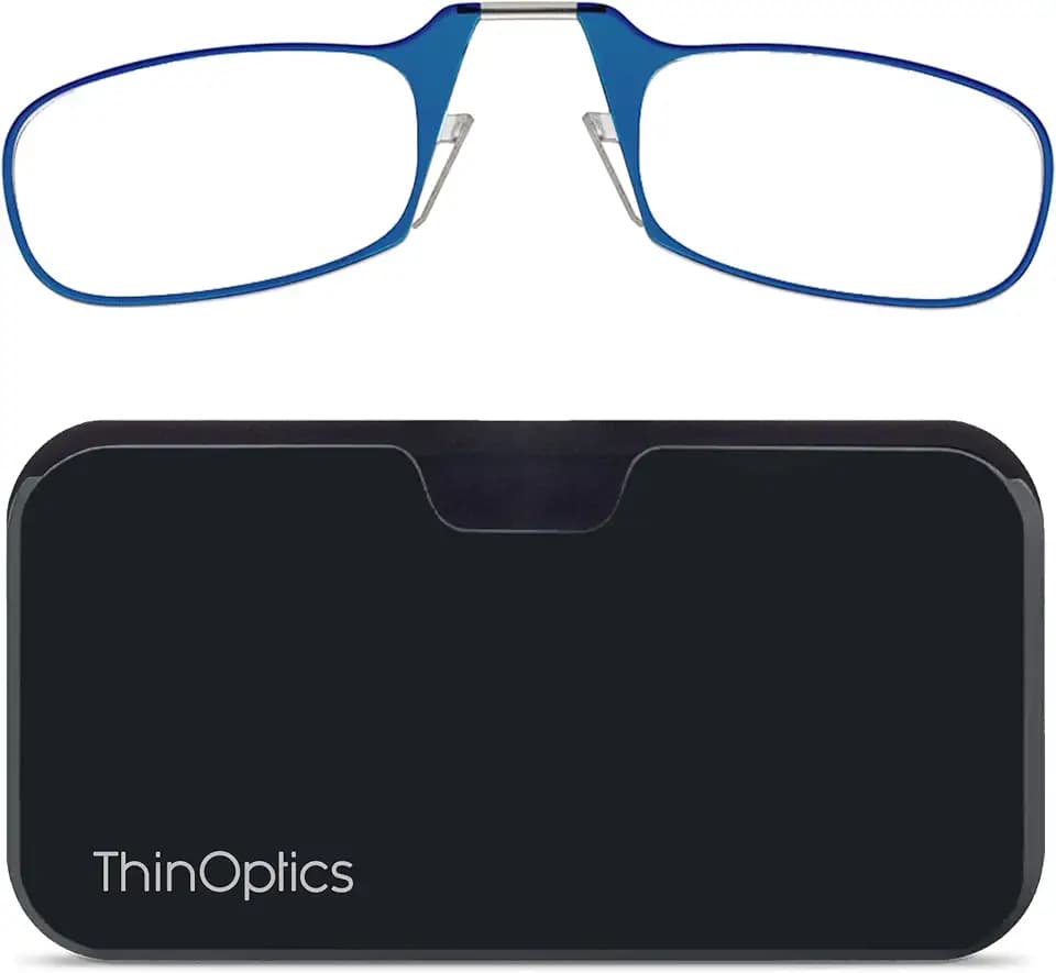 ThinOptics Pod Reading Glasses - Slim Armless Pocket Readers - Black, Blue 2.5x