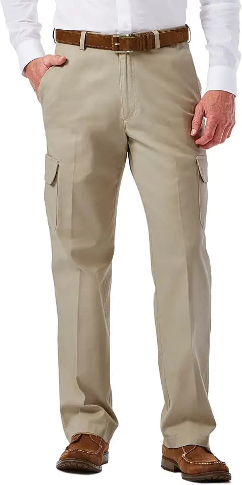 Haggar Men's Comfort Stretch Classic Fit Flat Front Cargo Pant - Regular and Big & Tall Sizes