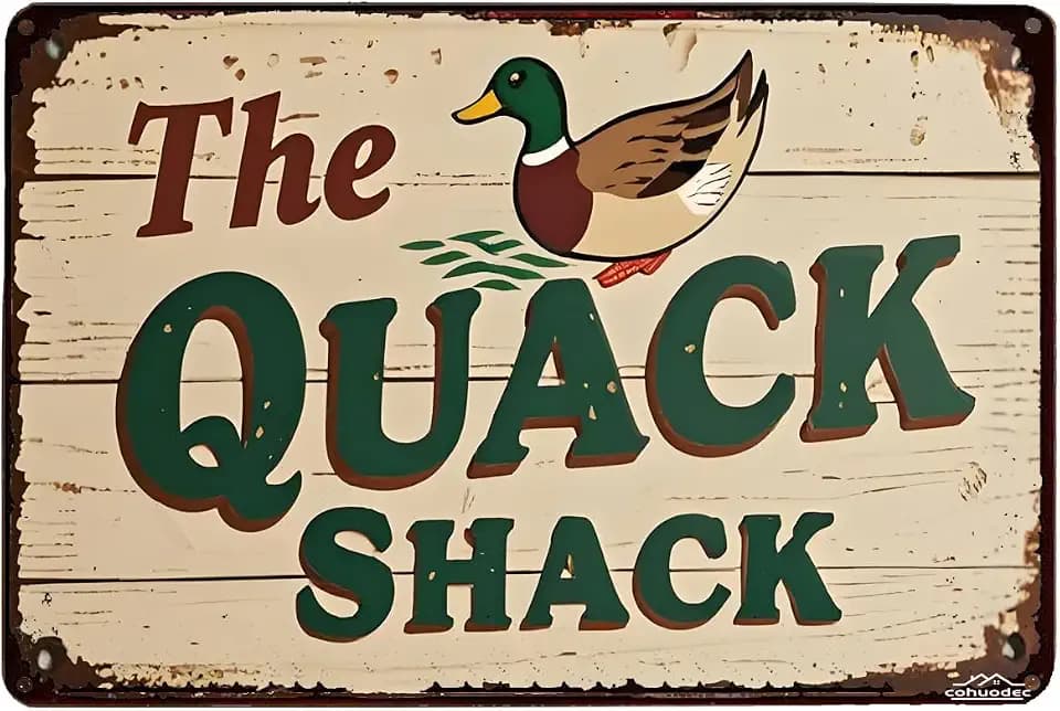 The Quack Shack - Rustic Duck & Chicken Coop Metal Sign, 12x8 Inch - Farmhouse Decor, Vintage Waterfowl Wall Art for Home, Bar, or Pub - Durable Tin Name Plate