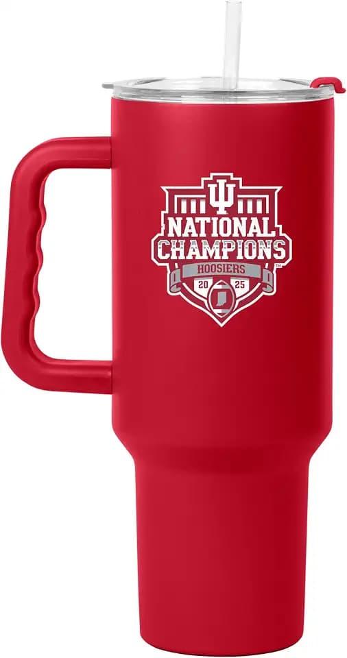 Logo Brands Indiana Hoosiers College Football Playoff National Champions 40 oz Stainless Steel Tumbler - Official CFP Champions Logo, Team Color & Great Gift For Fans