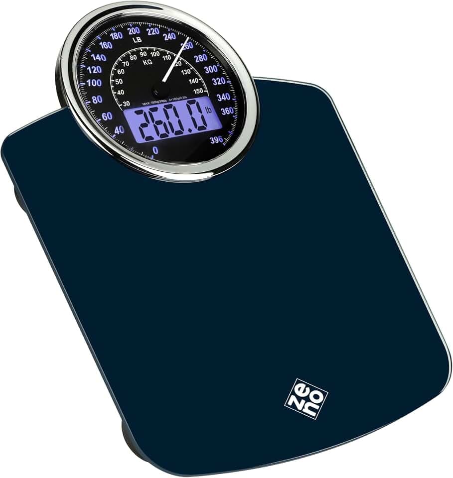 Hybrid 2-in-1 Analog Digital Weighing Scale, Up to 396lbs, Tempered Glass