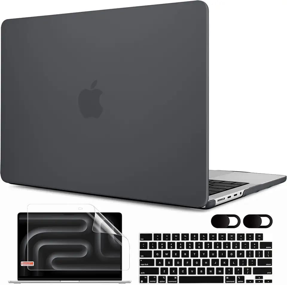 MEEgoodo for M5 MacBook Pro 16 inch Case 2026 2024 2023 2021 (Fit Model A3429/A3428/A3403/A3186/A2991/A2780/A2485) M5 M4 M3 M2 M1 Pro/Max, Laptop Case with Keyboard & Webcam Cover, Matte Black