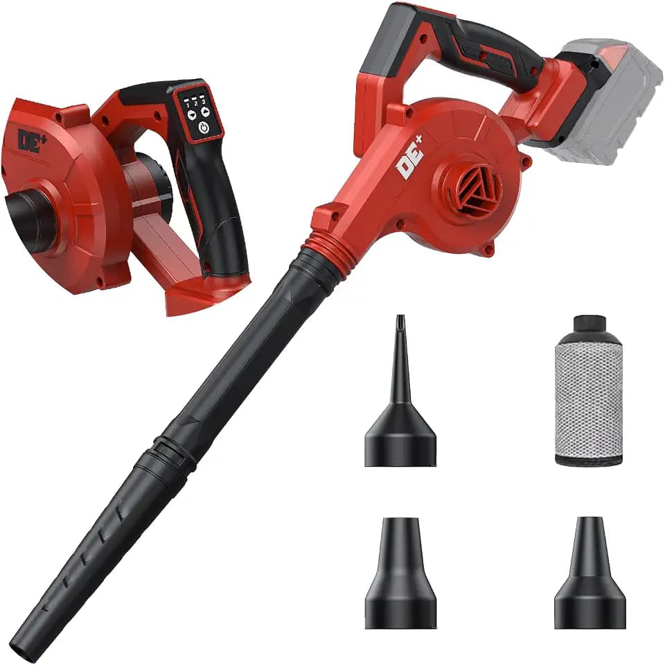DeForce Electric Leaf Blower Cordless for Milwaukee Battery, 4 in 1 Blower/Vacuum/Inflator/Deflator, 3 Speed Modes, 190 MPH, 3 Nozzles, 2 Tubes, Battery Powered Blowers for Lawn Care(No Battery)