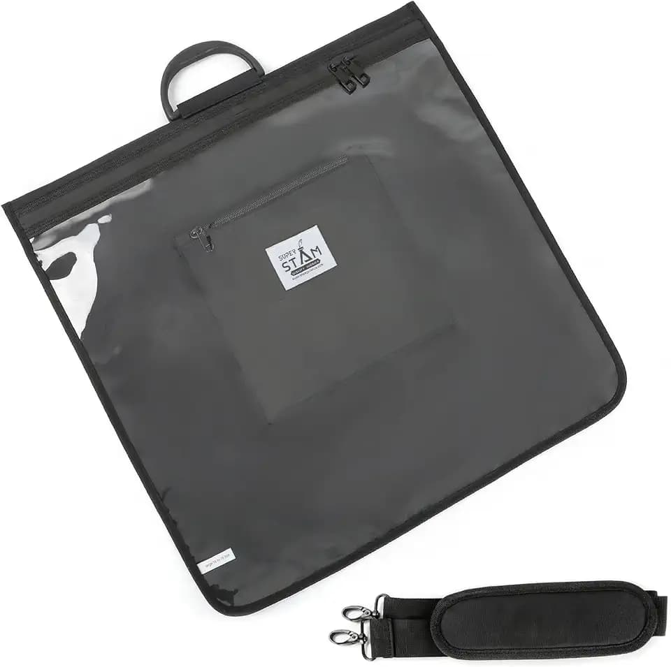 SUPER STAM Tefillin Clear Front Rain Proof Travel Tote bag .with Carry Handle And shoulder strap (Small 12X12.5)