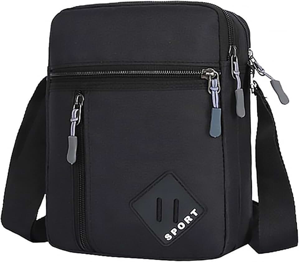 Herren-Umhängetasche, Nylon und Oxford, wasserdicht, kleine Seitentaschen, Kuriertasche mit Reißverschluss und verstellbarem Riemen, lässige Brusttasche, Herren-Geschenke zum Vatertag