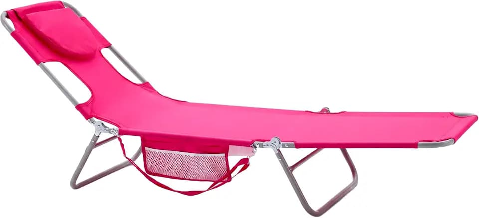 NEWBULIG Beach Lounge Chair Outdoor, Tanning Chair with Face Hole, Pink