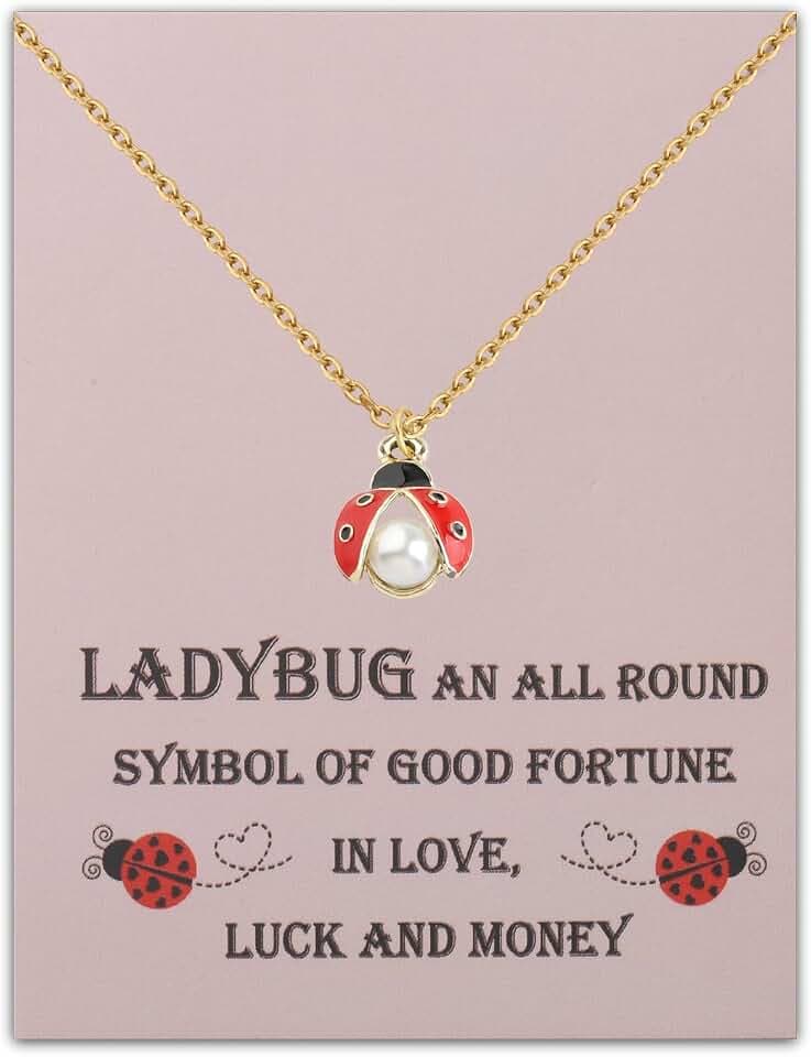 BEKECH Ladybug Necklace Good Luck Ladybug Daisy Pendant Necklace Good Luck Gifts For Friend Best Friend