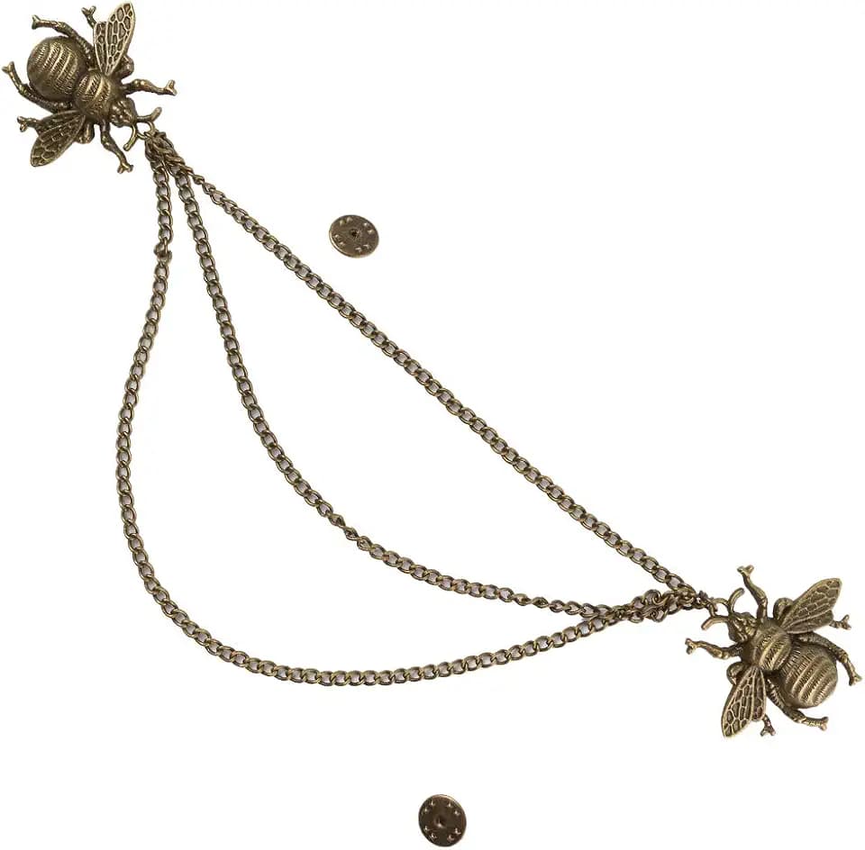 Collar Chain Brooch Shirt Clip Lapel Pin Costume Accessory