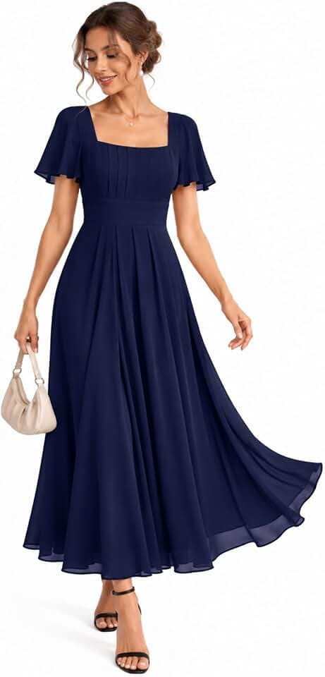 Ever-Pretty Women's Square Neck Chiffon Formal Dress Bridesmaid Dresses