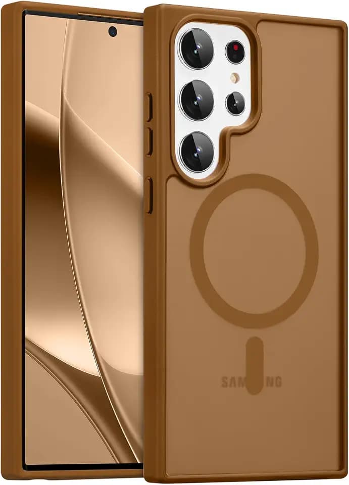 RALEAVO for Samsung Galaxy S25 Ultra Case Strong Magnetic Matte Case,Brown