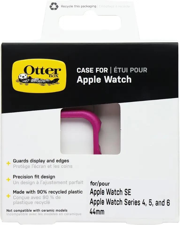 OtterBox All Day Watch Bumper for Apple Watch Series SE 2nd gen/SE 1st gen/6/5/4 44mm, Shockproof, Drop Proof, Sleek Protective Case for Apple Watch, Guards Display and Edges, Pink