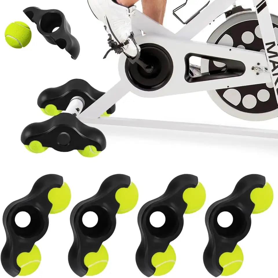 4 Stück Rocker Plate Feet, Indoor Cycling Tennisbälle Fußadapter, Stoßdämpfende Core-Trainingsausrüstung, Tennisballfüße für Wahoo Kickr Core Rollentrainer, Mit 8 Tennisbällen