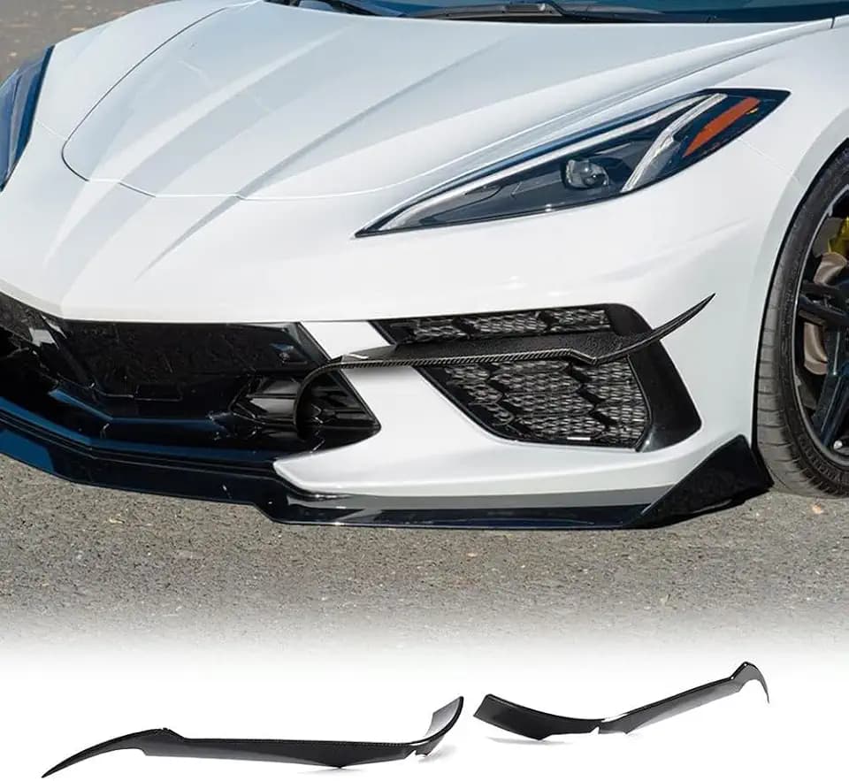 C8 Carbon Fiber Front Canards Splitters for Chevrolet Corvette C8 2020-2024 Front Bumper Side Canards Dive Plane Air Vent Fins Intake Grill Inserts
