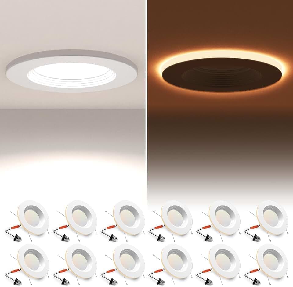 POWERASIA 12 Pack 4 Inch LED Metal Recessed Lighting with Night Light