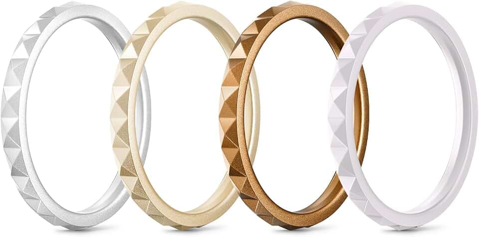 Egnaro Silicone Wedding bands women, Stackable Silicone Ring style