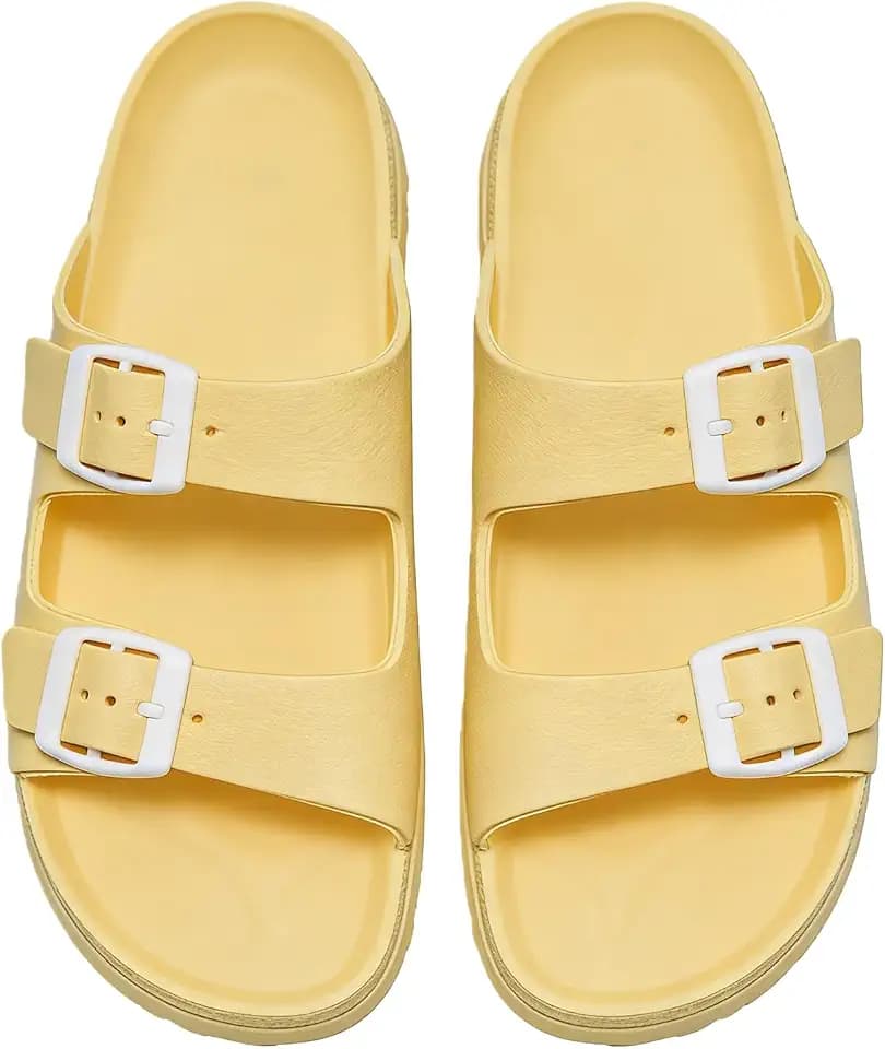 Women's Comfortable Platform Sandals with Arch Support, EVA Lightweight Summer Beach Sandals with Adjustable Buckle Slip on Slide