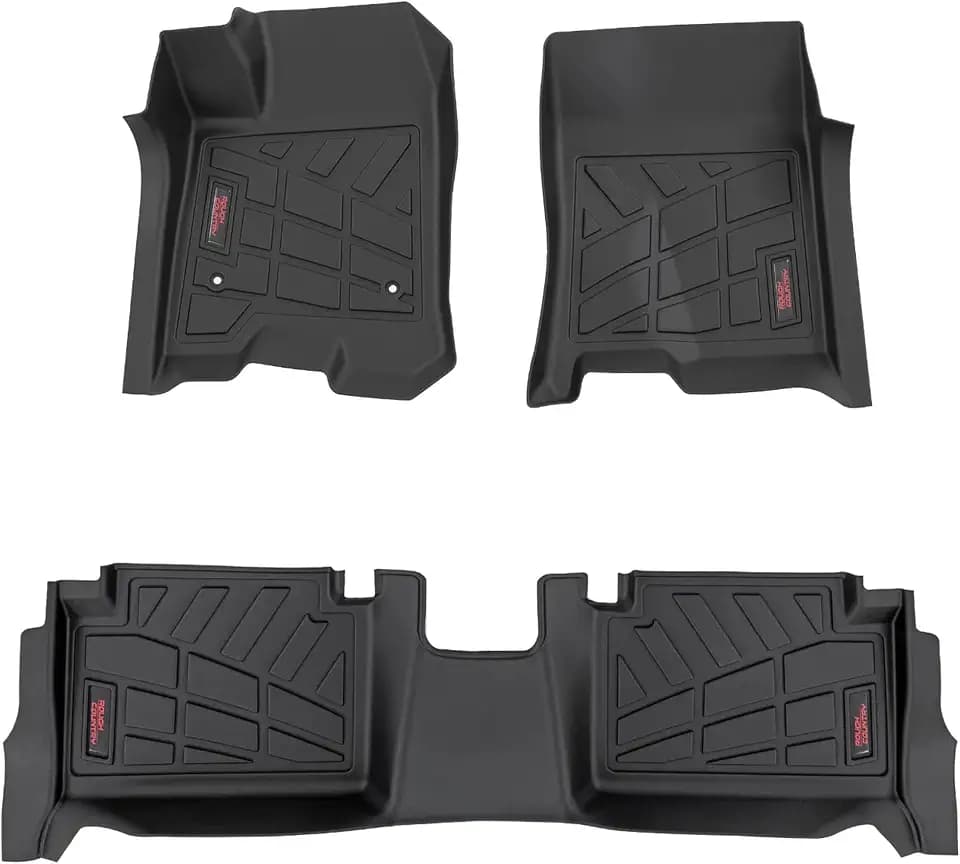 Rough Country Sure-Fit All Weather Floor Mats for Chevy Colorado & GMC Canyon (2023-2025) - Waterproof, Non-Slip Flexible Floor Mat, Front & Rear Set