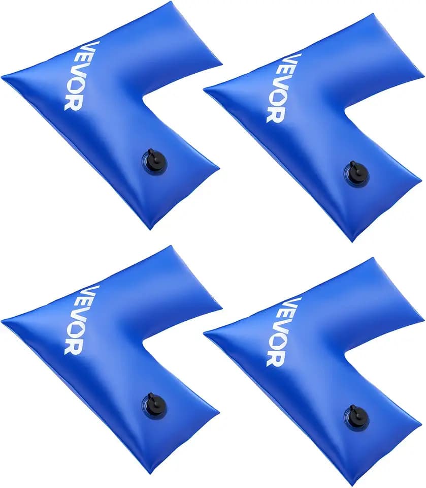 VEVOR Corner Pool Water Tubes, 4 Pack 22.4 x 22.2 in, Corner Winter Water Bags with Leakproof Screw Cap, 0.4mm Heavy Duty PVC, Cold-Resistant Weights for Inground Swimming Pool Covers