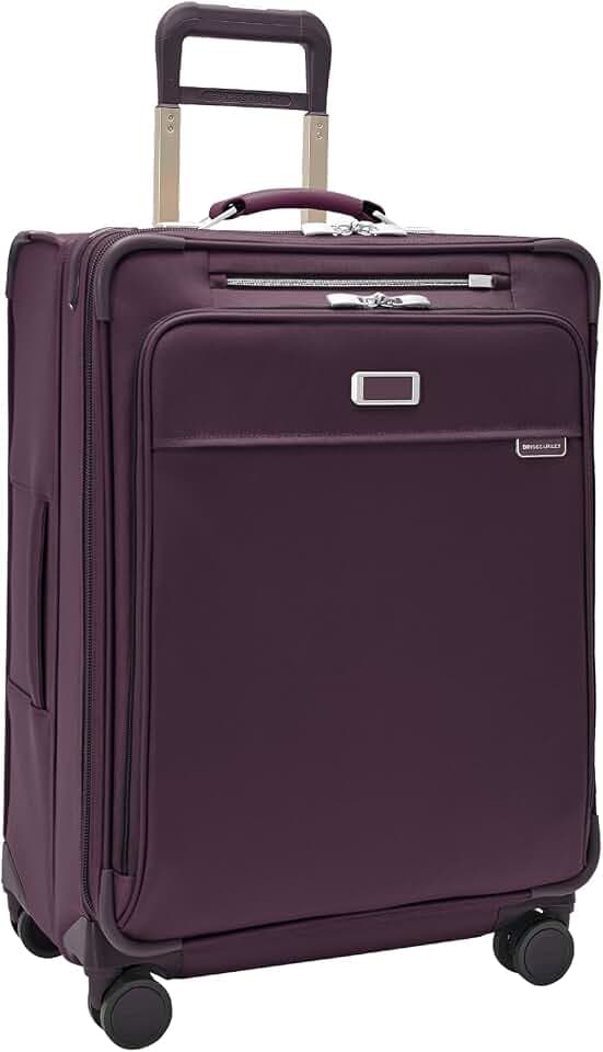 Briggs & Riley Baseline Medium 26 Inch Expandable Softside Checked, Plum