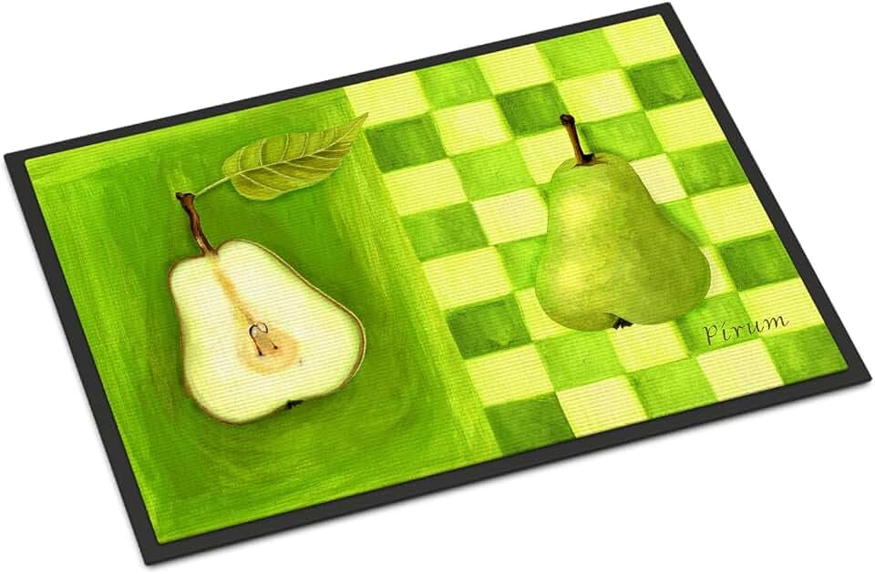 Caroline's Treasures WHW0121JMAT Pear by Ute Nuhn Doormat 24x36 Front Door Mat Indoor Outdoor Rugs for Entryway, Non Slip Washable Low Pile, 24H X 36W