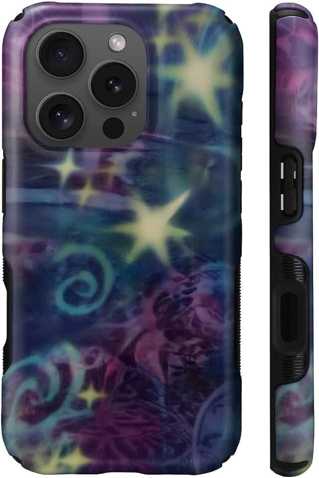for iPhone 16 Pro Case,Compatible with MagSafe,Dual-Layer Hard Shell + Silicone Cover,Full Body Protection Shockproof Case for iPhone 16 Pro-Trippy Cosmic Spiral Abstract Space