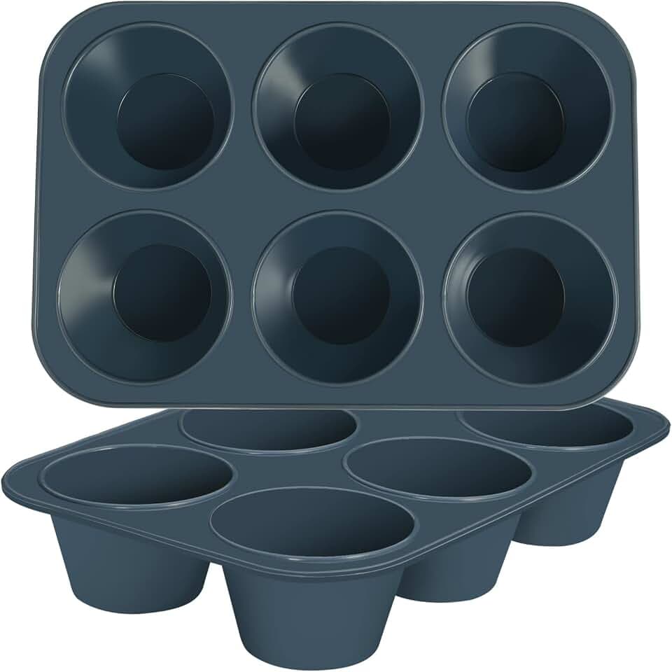 webake Muffinform Silikon Groß Muffin Backform 2 Stück Muffinförmchen Cupcake Förmchen für Cupcakes, Kuchen, Pudding, 27,8 x 19 x 5 cm