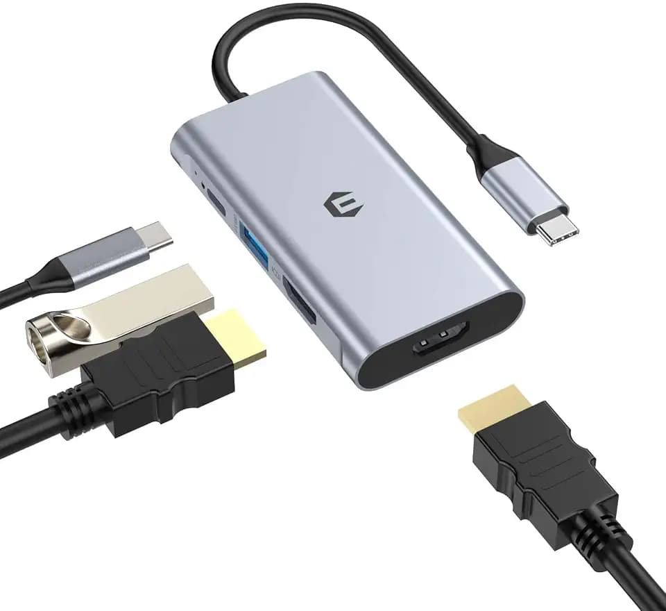 USB C to HDMI Adapter, USB C Hub, Thunderbolt 3 Adapter with 2 HDMI Ports, 100W Power Supply, USB 3.0 Port for MacBook Pro/Air, Pixelbook, XPS, Galaxy, etc.