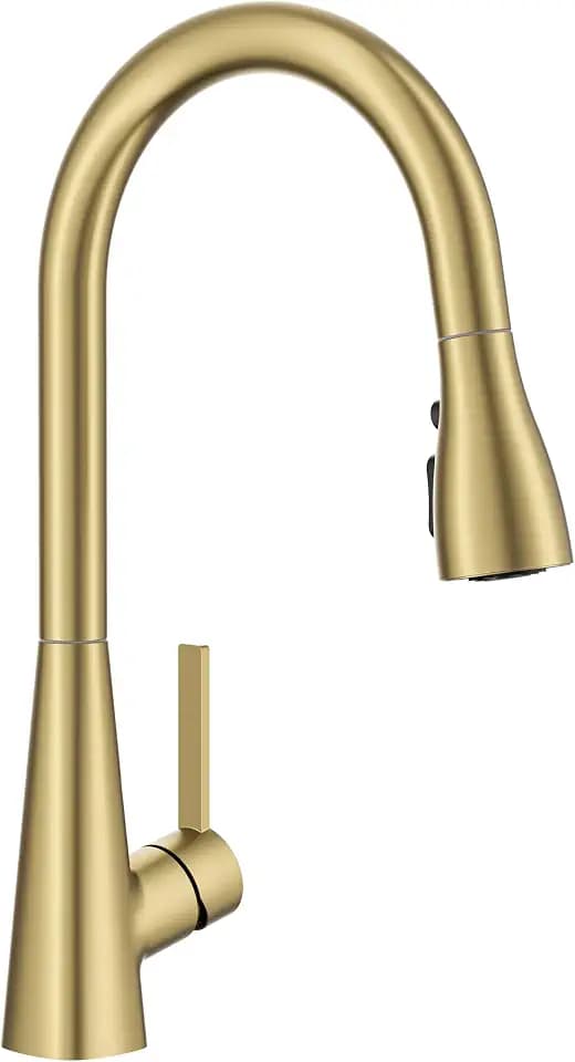 FORIOUS Kitchen Faucet with Pull Down Sprayer, Classic Gold, 4 Spray Modes