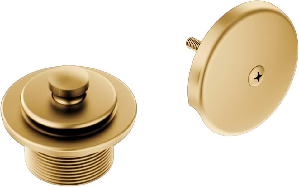 Moen Push-N-Lock T90331BG Badewannen- und Duschablauf-Set mit 3,8 cm Gewinde, Stöpsel und Überlaufabdeckung, gebürstetes Gold