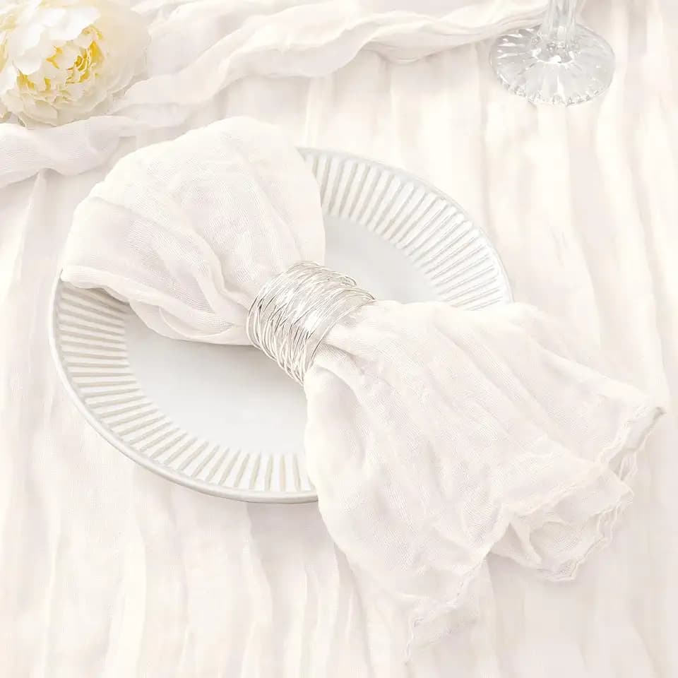 DeZerlor Ivory White Washable Cheesecloth Napkins Set of 20 for Party
