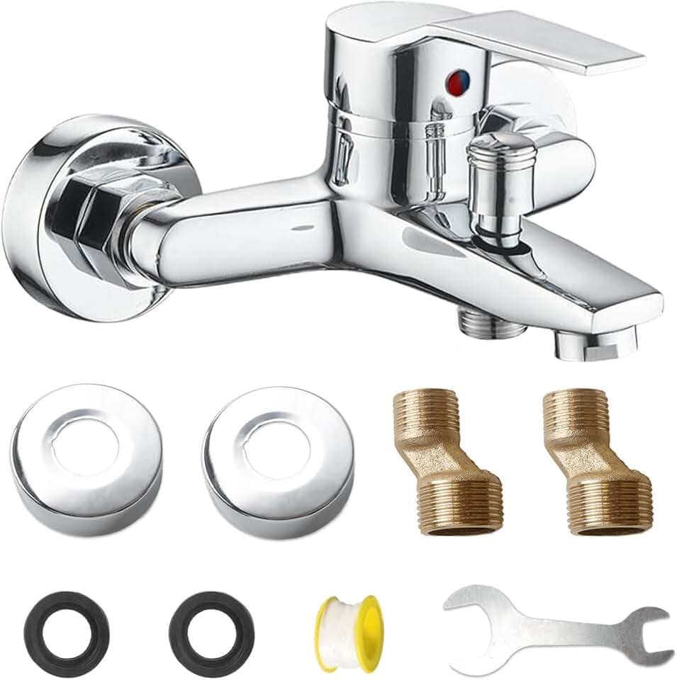 Mischbatterie Badewanne Kit, Badewannenarmatur, Heiß und Kalt Wasserhahn Badewanne mit Montagezubehör, Badewanne Einhebel Wandmontage Duscharmatur für Dusche und Wanne