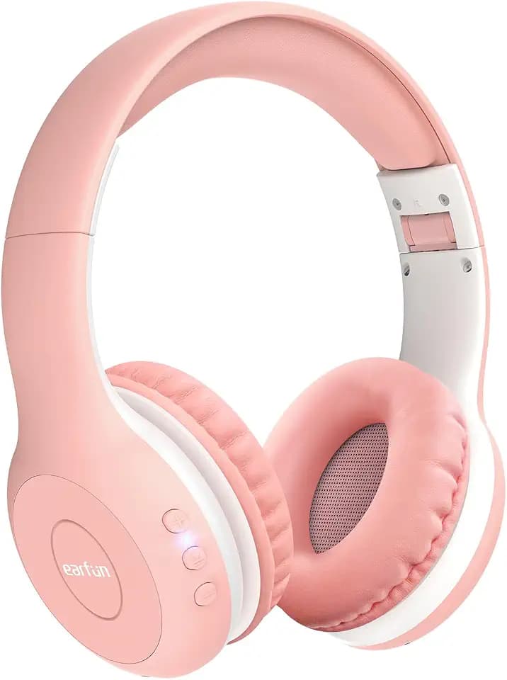 EarFun Bluetooth Kopfhörer Kinder, Lautstärkebegrenzung, Kabel, Rosa