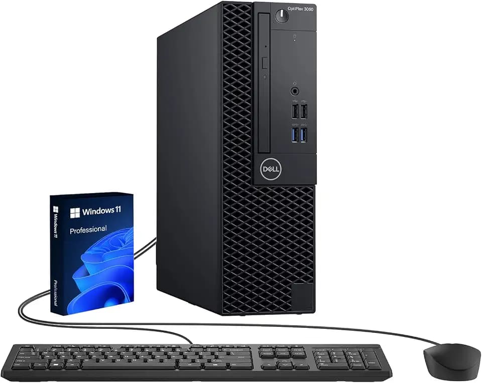 Dell OptiPlex 3060 Small Form Factor Desktop Computer PC, Intel Quad Core i3-8100, 8GB RAM, 256GB SSD, Keyboard & Mouse, Windows11 Pro (Renewed)