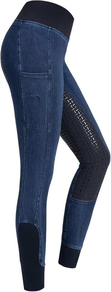 RIDERS CHOICE Damen Jeansreitleggings mit Silikonvollbesatz und Handytasche - RidersDeal Collection für Reiter