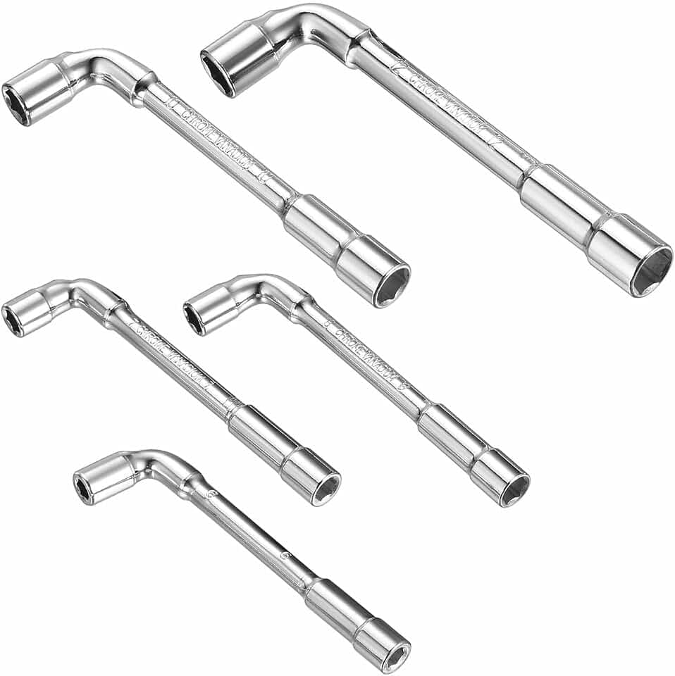 5 Stück Rohrsteckschlüssel-Set, L-förmiger Sechskantschlüssel, 6mm 7mm 8mm 10mm 12mm Metrischer L-förmiger Sechskant-steckschlüssel für Sechskant Muttern & M3 M4 M5 M6 M8 Drahtseilklemme