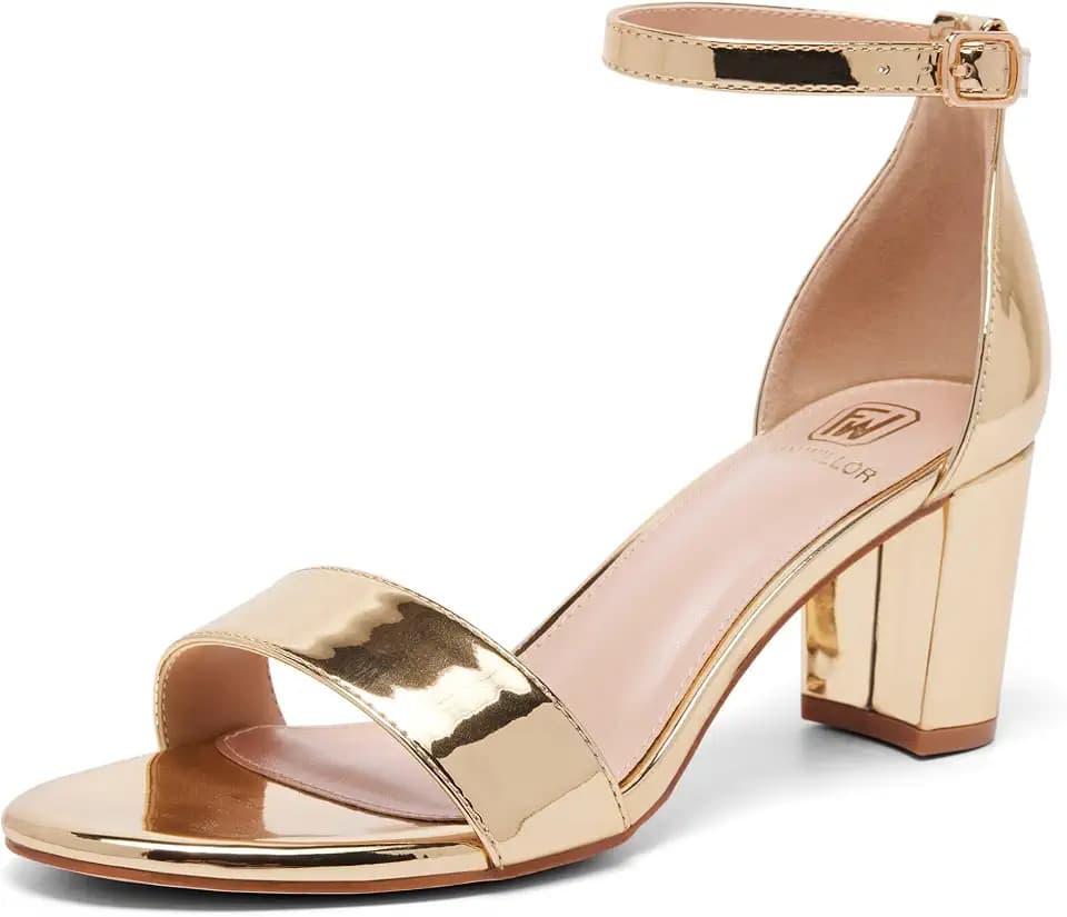 FW FRAN WILLOR Women Open Toe Low Chunky Short Heels Block Heel Sandals