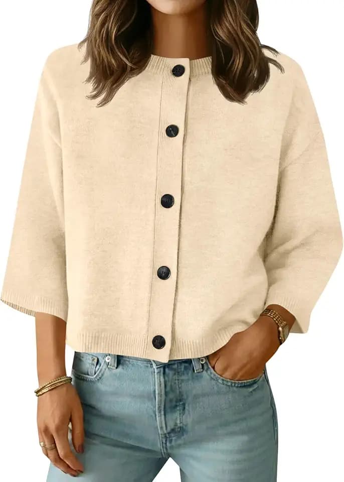 Saodimallsu Womens Short Sleeve Cardigan Sweaters Button Down Knit Tops