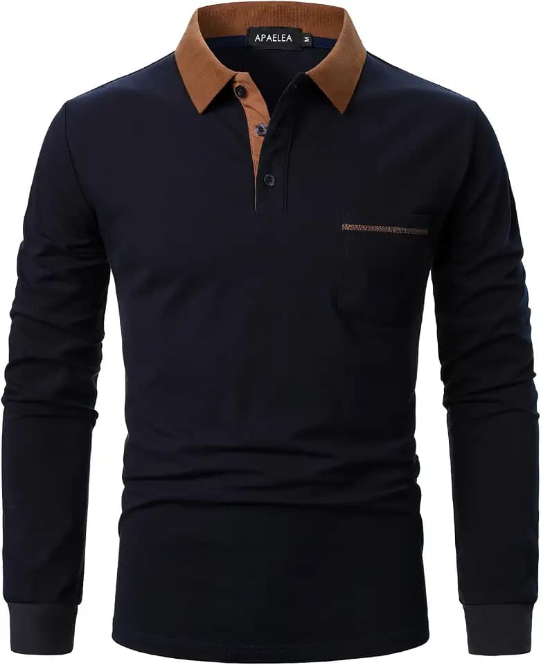 Poloshirt Herren Langarm Baumwolle Golf T-Shirt Casual Tops