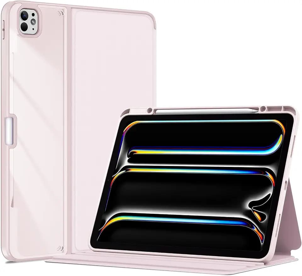 ProCase Clear Back Folio Book Case for iPad Pro 13" M5 / M4, Pink