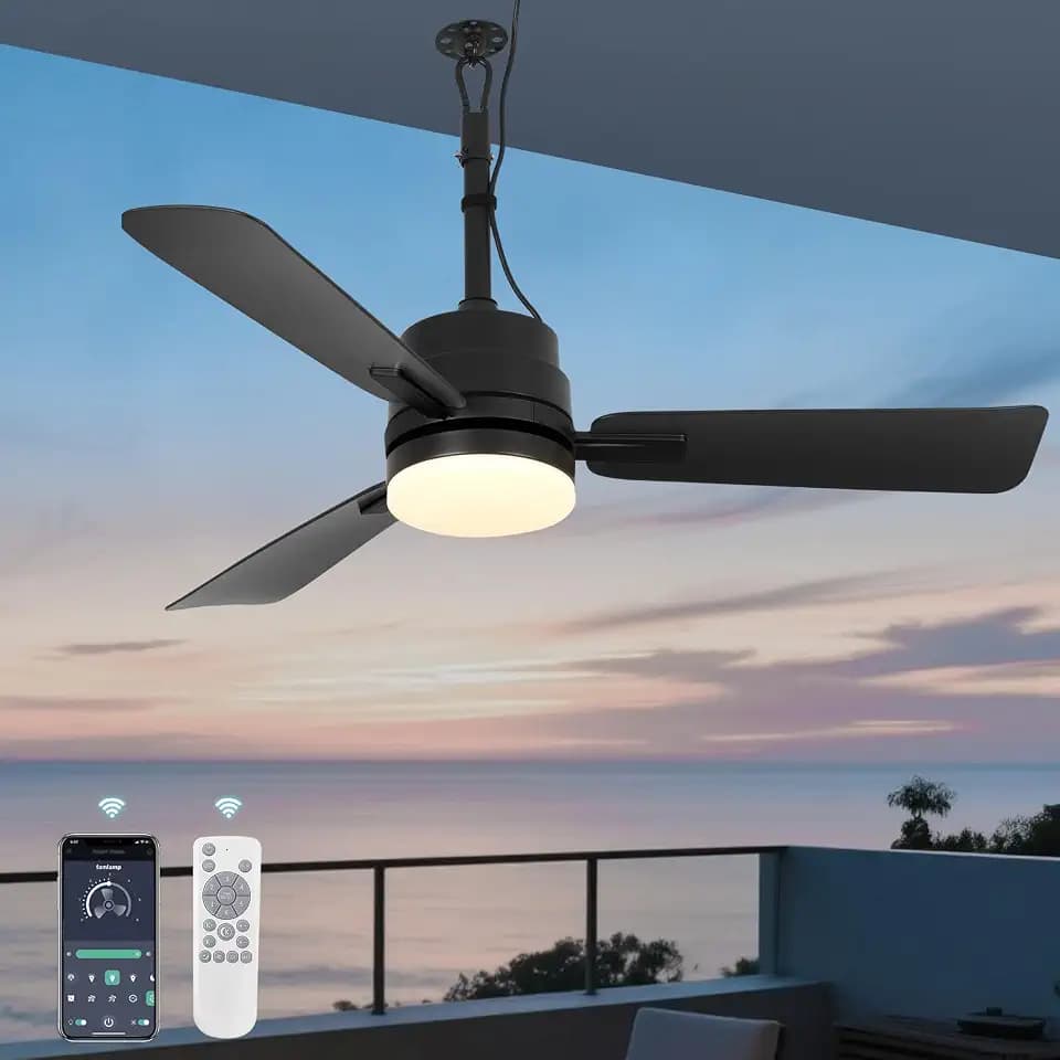 AHAWILL 42" Outdoor Ceiling Fans with Lights,Gazebo Fan,Black