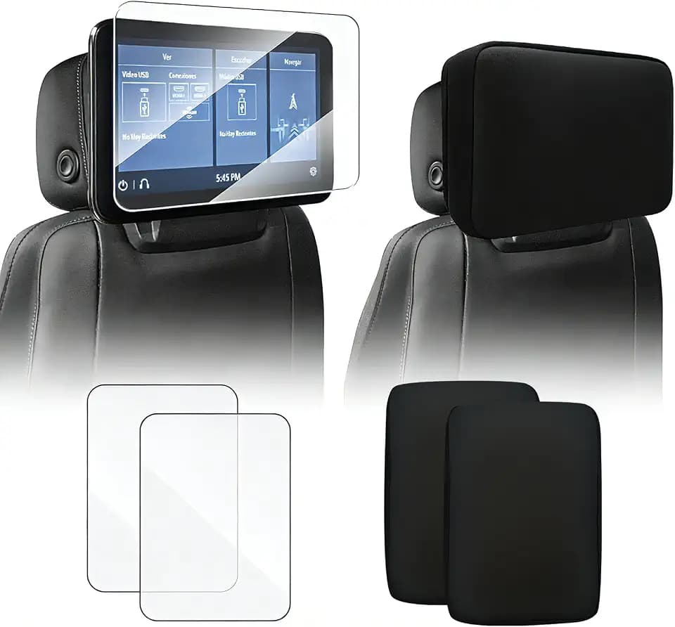 Neoprene Protective Padded Cover & HD PET Screen Protector Kit for 2021-2026 Chevy Tahoe/Suburban & GMC Yukon/Yukon XL 12.6" Rear Touchscreen, 2 Shock-Absorbing Covers + 2 Anti-Scratch Screen Films