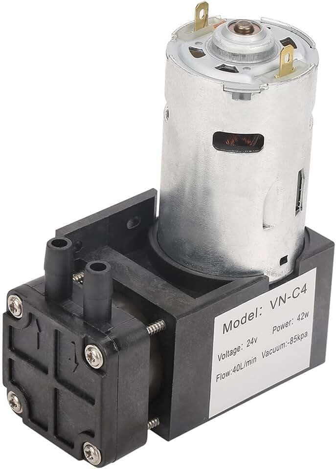 Vakuumpumpe 24V, Mini Vakuumpumpe 24V, Unterdruckpumpe Elektrisch mit Ständer, Mini Vakuumpumpe Saugpumpe, 85Kpa 42W 40L/Min DC24V