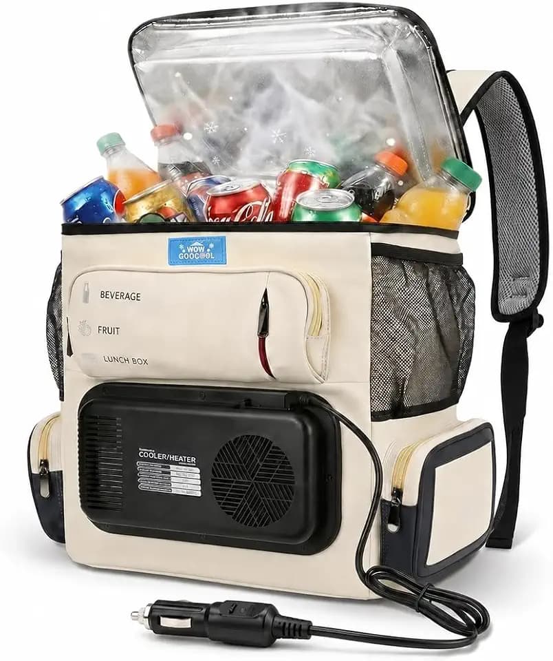 Portable Electric Cooler Bag 16Qt, 32°F Cooling & 140°F Warming, 12V Car Plug in Refrigerator Cooler with 110V AC Adapter for Camping, Travel & Road Trips