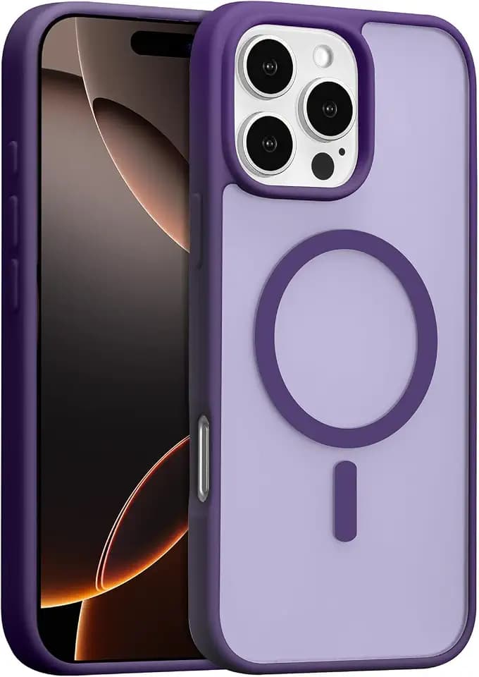 RALEAVO for iPhone 16 Pro Case Strong Magnetic Matte Cover,Dark Purple