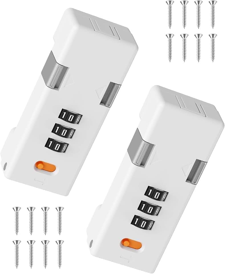 180 Degree Barn Door Combination Lock, Keyless, White-2 Pack