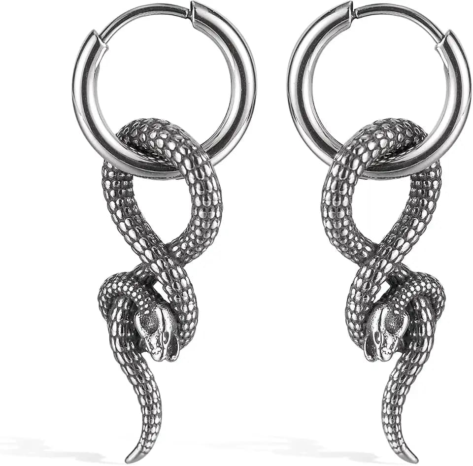 Snake Earrings Hypoallergenic for Sensitive Ears, Silver Gold