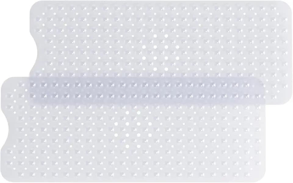 HITSLAM Badewannenmatte rutschfest, 101 x 40cm Extra Lange Antirutschmatte Badewanne, Transparent, 2er-Pack