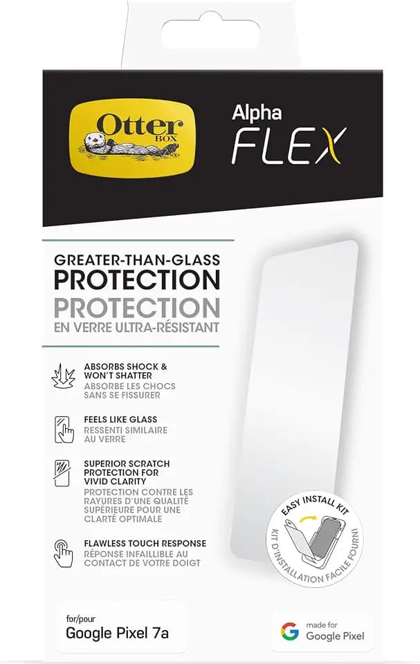 OtterBox Google Pixel 7A Alpha Flex Antimicrobial Screen Protector - CLEAR, Precision Fit, Crystal Clarity, Flawless Touch Response, Easy Installation