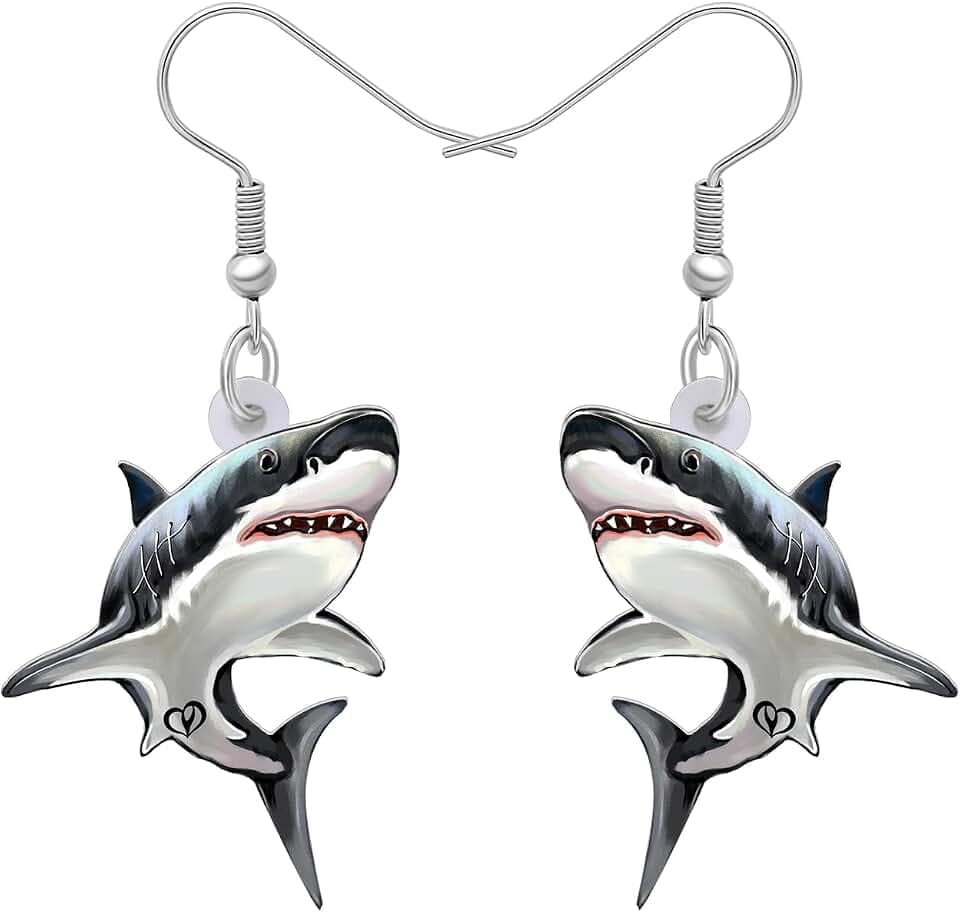Acrylic Cute Cartoon Shark Earrings Ocean Fish Dangle Sea Life Jewelry Shark Gifts for Women Charms